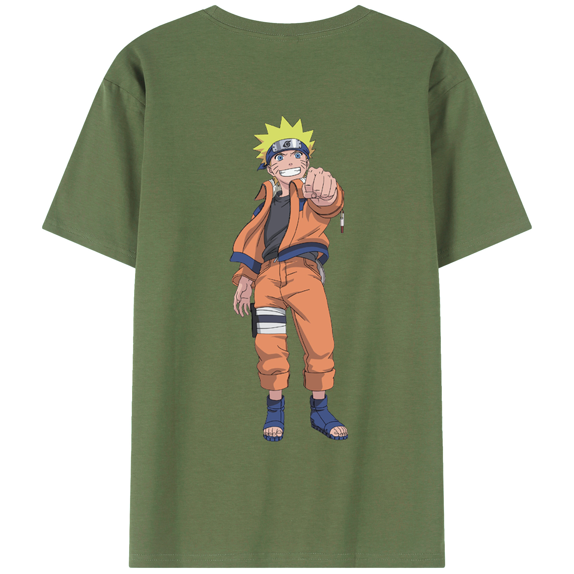 （画像用） NARUTO -ナルト- うずまき ナルト Uzumaki Naruto 綿100％ メンズ半袖Tシャツ（バックプリント） 通気性